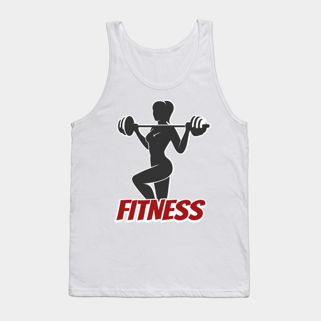 Fitness Girl with barbell illustration Tank Top by devaleta